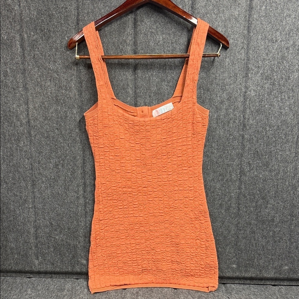 Free People Orange Textured Mini Dress - Picture 3 of 8